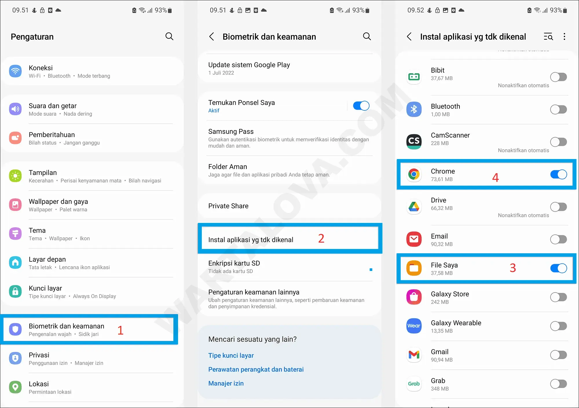 Aktifkan perizinan install aplikasi tidak dikenal